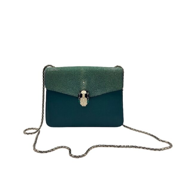 Bvlgari Serpenti Forever Small Tricolor Calfskin & Pearl Fish Leather Bag
